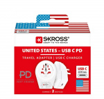 SKROSS World Adapter - World to USA USB-C™ PD travel adapter for all earthed and unearthed devices (2- and 3-pin), with integrated, ultra-fast USB-C™ charger (Power Delivery) SKROSS World Adapter - World to USA USB-C™ PD travel adapter for all earthed and unearthed devices (2- and 3-pin), with integrated, ultra-fast USB-C™ charger (Power Delivery)