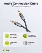 Goobay Ljudanslutningskabel AUX, 3,5 mm stereo, 2 m, Sharkskin Grey Pawl 3,5 mm plugg (3-stift, Stereo) > Pawl 3,5 mm plugg (3-stift, Stereo) Goobay Ljudanslutningskabel AUX, 3,5 mm stereo, 2 m, Sharkskin Grey Pawl 3,5 mm plugg (3-stift, Stereo) > Pawl 3,5 mm plugg (3-stift, Stereo)