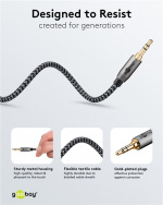 Goobay Ljudanslutningskabel AUX, 3,5 mm stereo, 2 m, Sharkskin Grey Pawl 3,5 mm plugg (3-stift, Stereo) > Pawl 3,5 mm plugg (3-stift, Stereo) Goobay Ljudanslutningskabel AUX, 3,5 mm stereo, 2 m, Sharkskin Grey Pawl 3,5 mm plugg (3-stift, Stereo) > Pawl 3,5 mm plugg (3-stift, Stereo)