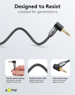 Goobay Ljudanslutningskabel AUX, 3,5 mm stereo, 90°, 0,5 m, Sharkskin Grey Pawl 3,5 mm plugg (3-stift, Stereo) > Pawl 3,5 mm plugg (3-stift, stereo) 90 ° Goobay Ljudanslutningskabel AUX, 3,5 mm stereo, 90°, 0,5 m, Sharkskin Grey Pawl 3,5 mm plugg (3-stift, Stereo) > Pawl 3,5 mm plugg (3-stift, stereo) 90 °
