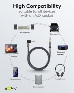 Goobay Ljudanslutningskabel AUX, 3,5 mm stereo, 90°, 5 m, Sharkskin Grey Pawl 3,5 mm plugg (3-stift, Stereo) > Pawl 3,5 mm plugg (3-stift, stereo) 90 ° Goobay Ljudanslutningskabel AUX, 3,5 mm stereo, 90°, 5 m, Sharkskin Grey Pawl 3,5 mm plugg (3-stift, Stereo) > Pawl 3,5 mm plugg (3-stift, stereo) 90 °