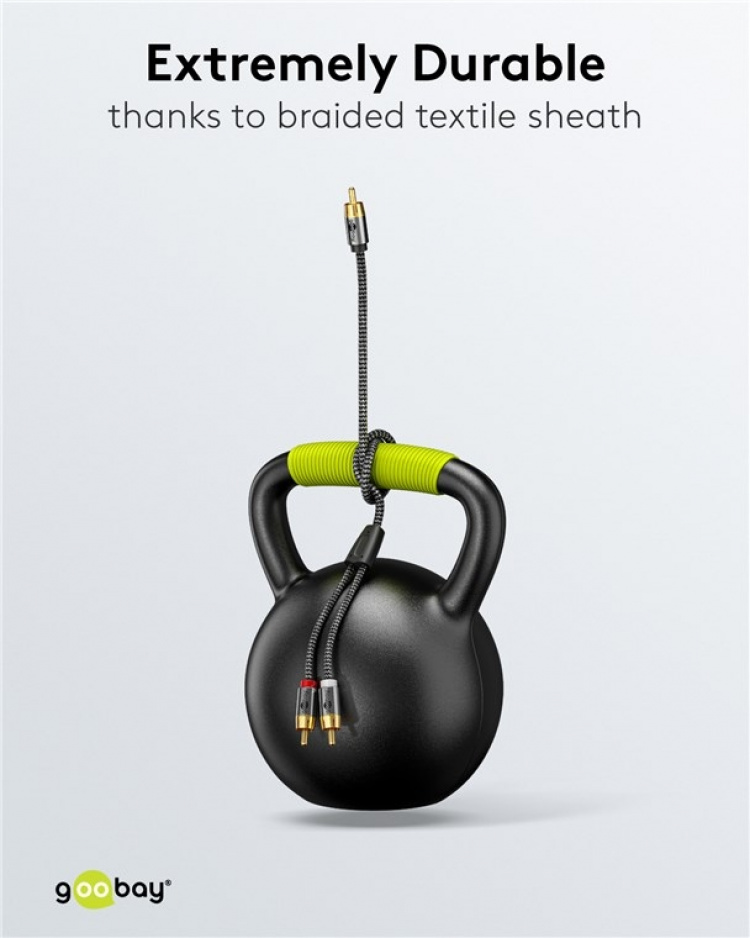 Goobay RCA-splitterkabel, 5 m, Sharkskin Grey Cinch kontakten (woofer, Center) > 2x Cinch kontakten (woofer) Goobay RCA-splitterkabel, 5 m, Sharkskin Grey Cinch kontakten (woofer, Center) > 2x Cinch kontakten (woofer)