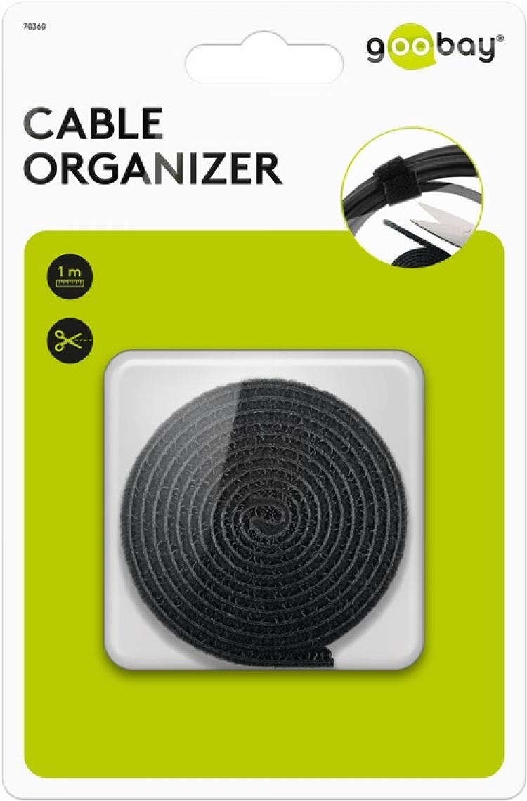 Goobay Kabelhantering kardborrebandrulle (1 m) för att ordna och fästa, kan kortas Goobay Kabelhantering kardborrebandrulle (1 m) för att ordna och fästa, kan kortas