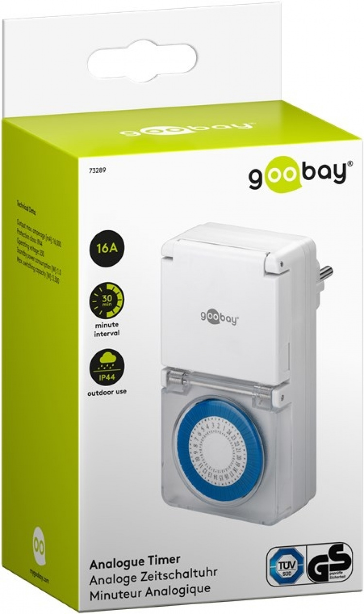 Goobay Analog timer IP44 Lättmanövrerad mekanisk timer för eluttaget Goobay Analog timer IP44 Lättmanövrerad mekanisk timer för eluttaget