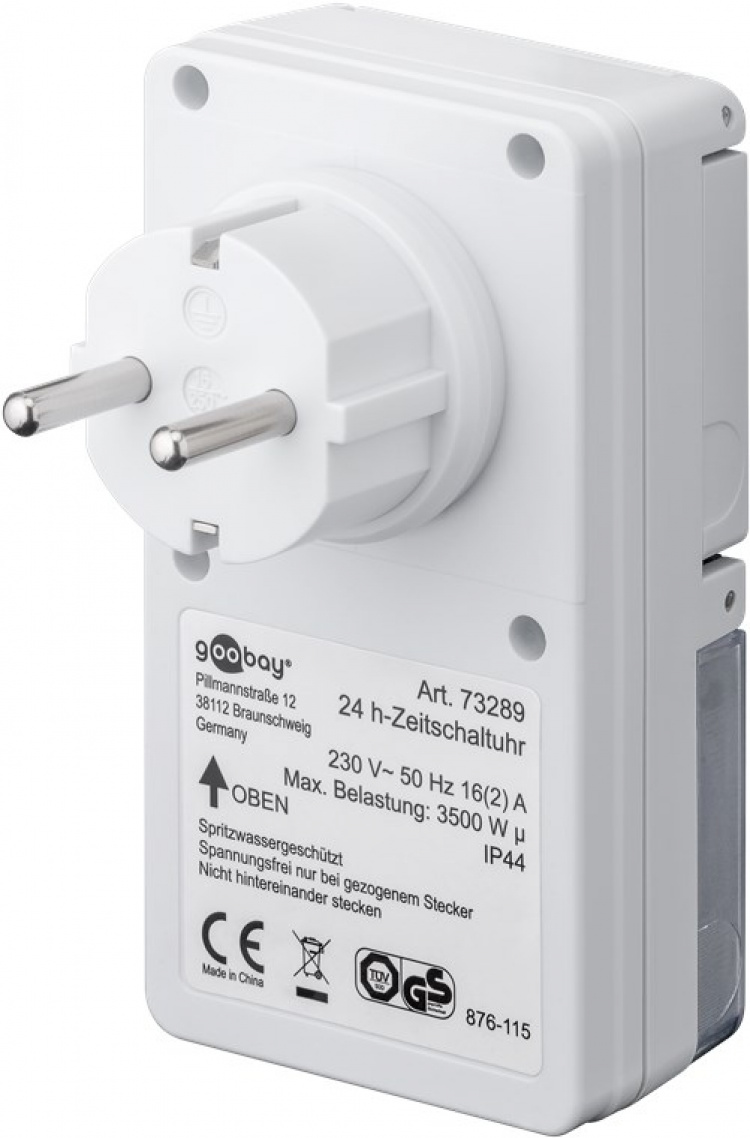 Goobay Analog timer IP44 Lättmanövrerad mekanisk timer för eluttaget Goobay Analog timer IP44 Lättmanövrerad mekanisk timer för eluttaget