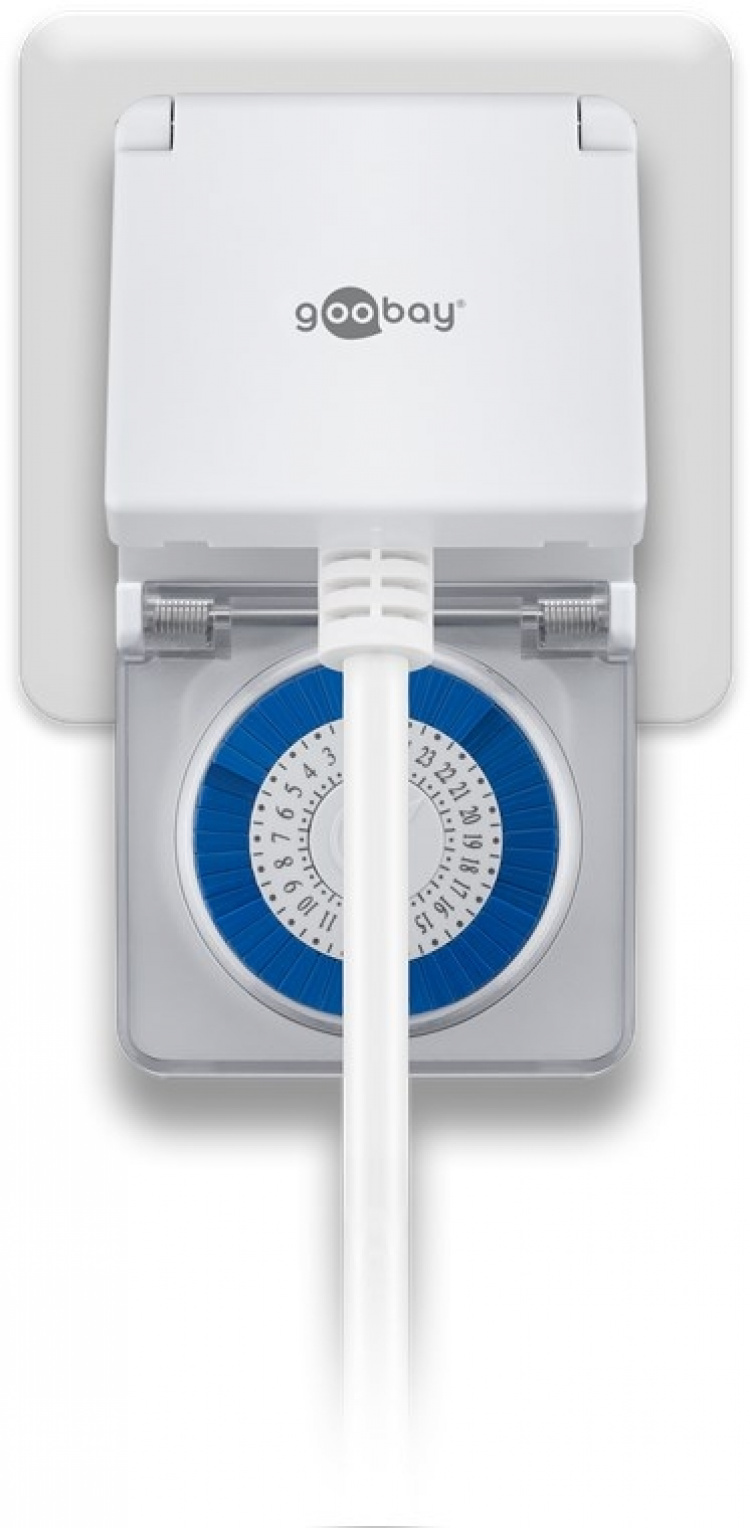 Goobay Analog timer IP44 Lättmanövrerad mekanisk timer för eluttaget Goobay Analog timer IP44 Lättmanövrerad mekanisk timer för eluttaget