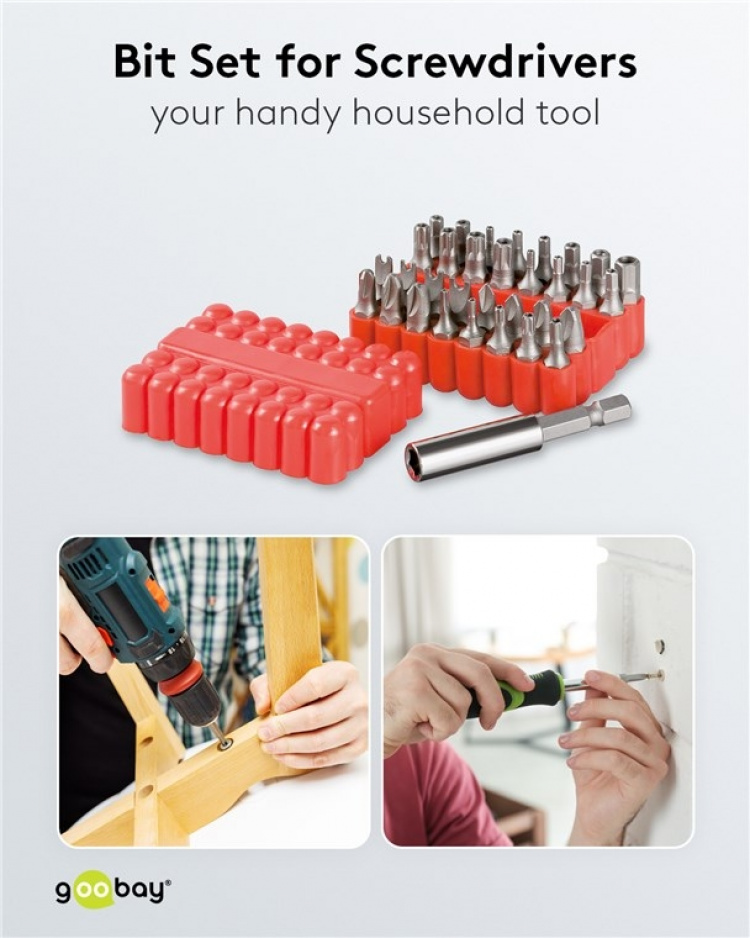 Fixpoint Bitssats, 33 delar bitsats för sladdlösa skruvmejslar och spärrnycklar