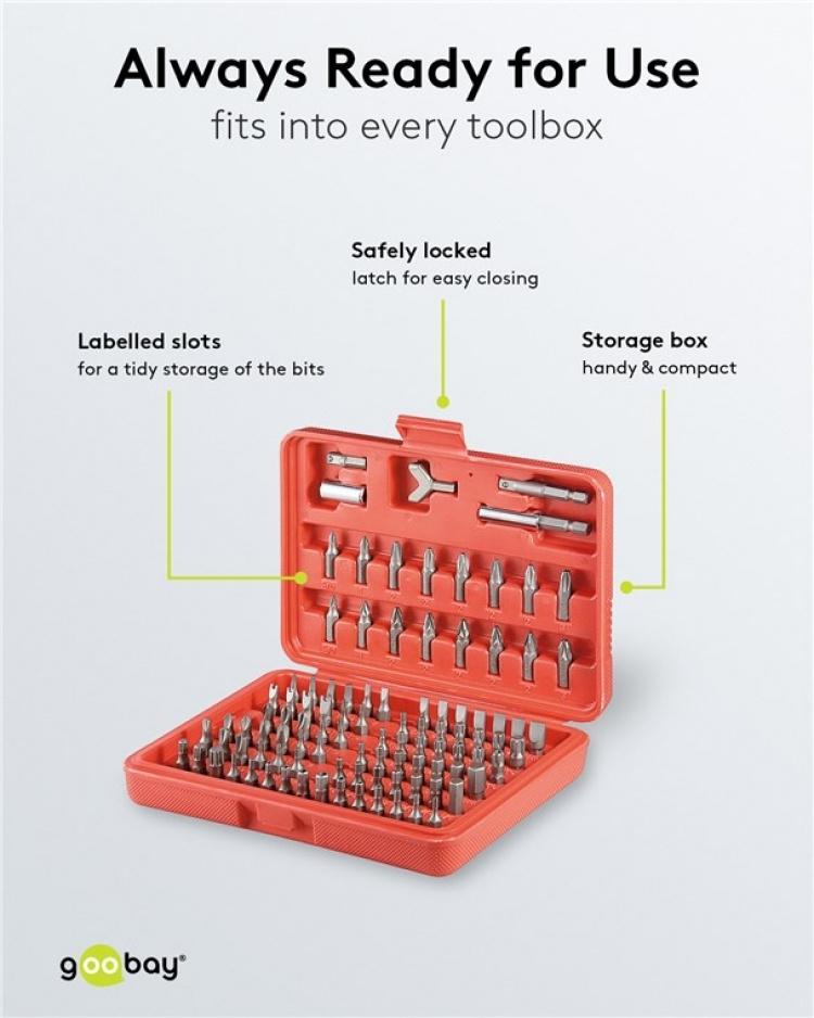 Fixpoint Bitssats, 100 delar bitsats för sladdlösa skruvmejslar och spärrnycklar
