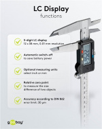 Goobay Digitalt skjutmått 300 mm / 12 tum för mätningar från 0 mm - 300 mm Goobay Digitalt skjutmått 300 mm / 12 tum för mätningar från 0 mm - 300 mm