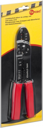 Fixpoint Crimptång för isolerade och oisolerade kabelskor multifunktionell tång för att krympa, klippa och avlägsna kablar samt för att förkorta skruvar