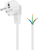 Goobay Angled Protective Contact Cable for Assembly, 5 m, White safety plug (type F, CEE 7/7) > Loose cable ends