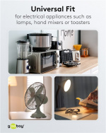 Goobay Skyddskontaktkabel vinklad för montering, 1,5 m, grå stickkontakt med skyddsjord (typ F, CEE 7/7) > lösa kabeländar