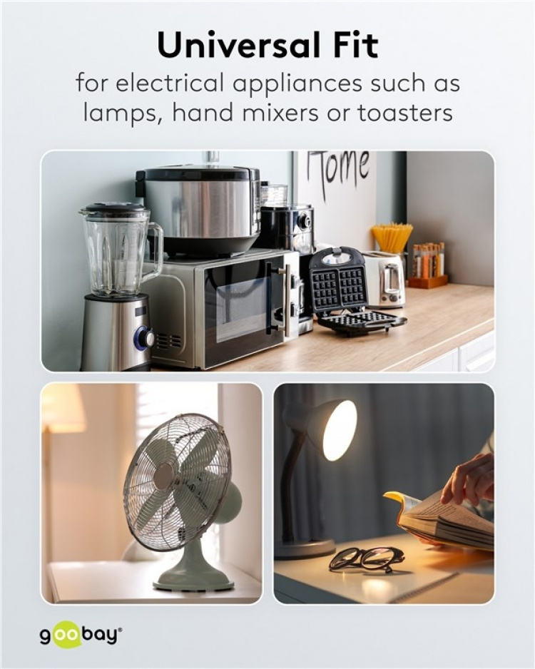 Goobay Kabel för skyddskontakt för montering, 2 m, svart stickkontakt med skyddsjord (typ F, CEE 7/7) > lösa kabeländar Goobay Kabel för skyddskontakt för montering, 2 m, svart stickkontakt med skyddsjord (typ F, CEE 7/7) > lösa kabeländar