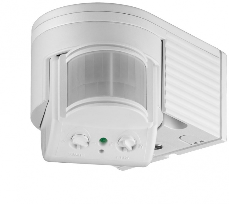 Goobay Infraröd rörelsedetektor för väggmontering, 180° detektering, 12 m räckvidd, för utomhusbruk (IP44), LED-anpassad