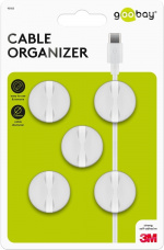 Goobay Kabelhantering 1 urtag, vit 5-pack för att ordna och fästa, avtagbar Goobay Kabelhantering 1 urtag, vit 5-pack för att ordna och fästa, avtagbar