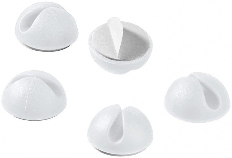 Goobay Kabelhantering 1 urtag, vit 5-pack för att ordna och fästa, avtagbar Goobay Kabelhantering 1 urtag, vit 5-pack för att ordna och fästa, avtagbar