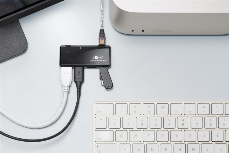Goobay 4-vägs USB 2.0 Hi-Speed ​​HUB för anslutning av upp till 4 USB-enheter med en USB-anslutning