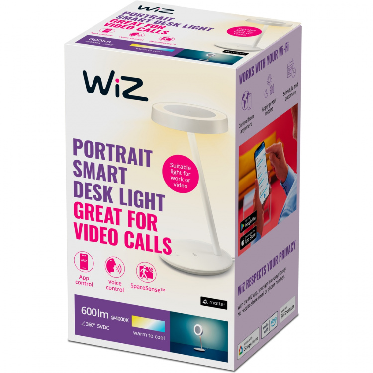 WiZ Portrait Smart skrivbordslampa/belysning för videosamtal 600lm