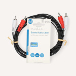 Nedis Stereo Audio Cable | 2x RCA Male | 2x RCA Male | Nickel Plated | 2.00 m | Round | Black | Label Nedis Stereo Audio Cable | 2x RCA Male | 2x RCA Male | Nickel Plated | 2.00 m | Round | Black | Label