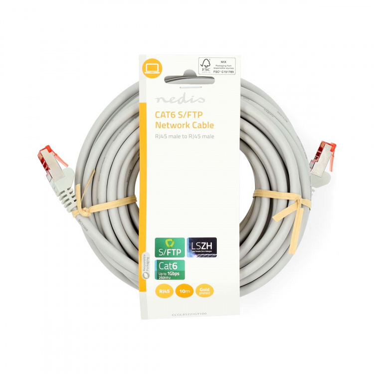 Nedis CAT6 Cable | RJ45 Male | RJ45 Male | S/FTP | 10.0 m | Round | LSZH | Grey | Label Nedis CAT6 Cable | RJ45 Male | RJ45 Male | S/FTP | 10.0 m | Round | LSZH | Grey | Label