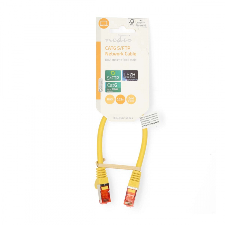 Nedis CAT6 Cable | RJ45 Male | RJ45 Male | S/FTP | 0.25 m | Round | LSZH | Yellow | Label Nedis CAT6 Cable | RJ45 Male | RJ45 Male | S/FTP | 0.25 m | Round | LSZH | Yellow | Label