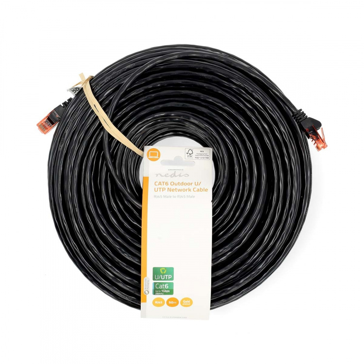 Nedis CAT6 Cable | RJ45 Male | RJ45 Male | U/UTP | 50.0 m | Outdoor | Round | PE | Black | Label