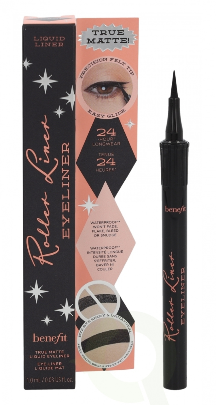 Benefit Roller Liner True Matte Liquid Eyeliner 1 ml Black, 24-Hour Waterproof, Natural-Matte Finish