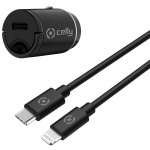 Celly Billaddare Mini USB-C PD 20W + USB-C till Lightning-kabel
