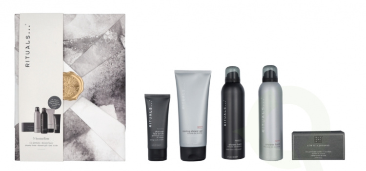 Rituals Homme Set 676 ml Car Perfume 2x3g /Sport Shower Foam 200m/Homme Shower Foam 200ml/Cooling Shower Gel 200ml/Face Scrub 70ml