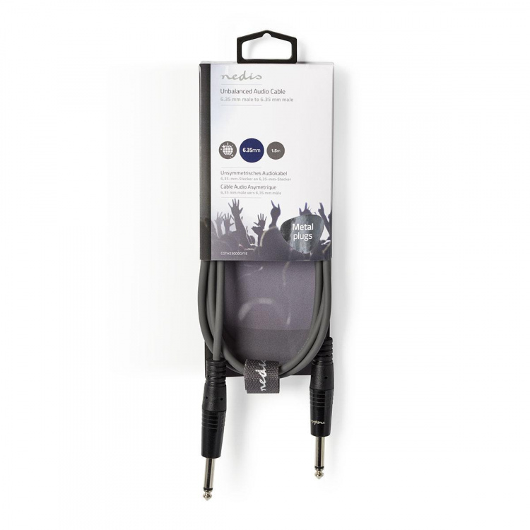 Nedis Mono Audio Cable | 6.35 mm Male | 6.35 mm Male | Nickel Plated | 1.50 m | Round | PVC Nedis Mono Audio Cable | 6.35 mm Male | 6.35 mm Male | Nickel Plated | 1.50 m | Round | PVC