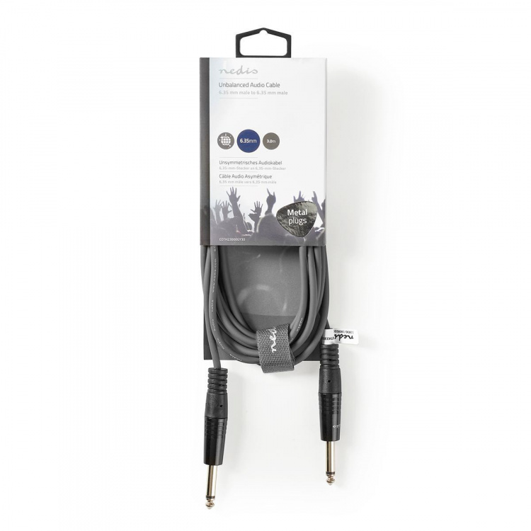 Nedis Mono Audio Cable | 6.35 mm Male | 6.35 mm Male | Nickel Plated | 3.00 m | Round | PVC Nedis Mono Audio Cable | 6.35 mm Male | 6.35 mm Male | Nickel Plated | 3.00 m | Round | PVC