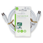 Nedis Coax Cable | IEC (Coax) Male | IEC (Coax) Female | Nickel Plated | 90 dB | 75 Ohm | Double Shielded | 2.00 m | Round | PVC | White | Label Nedis Coax Cable | IEC (Coax) Male | IEC (Coax) Female | Nickel Plated | 90 dB | 75 Ohm | Double Shielded | 2.00 m | Round | PVC | White | Label