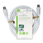 Nedis Coax Cable | IEC (Coax) Male | IEC (Coax) Male | Nickel Plated | 90 dB | 75 Ohm | Double Shielded | 3.00 m | Round | PVC | White | Label