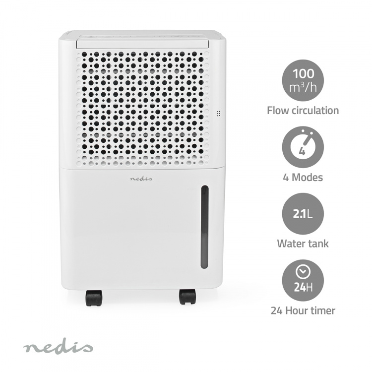 Nedis Dehumidifier | Dehumidification / Automatic / Dry laundry / Ventilation | 100 m³/h Nedis Dehumidifier | Dehumidification / Automatic / Dry laundry / Ventilation | 100 m³/h