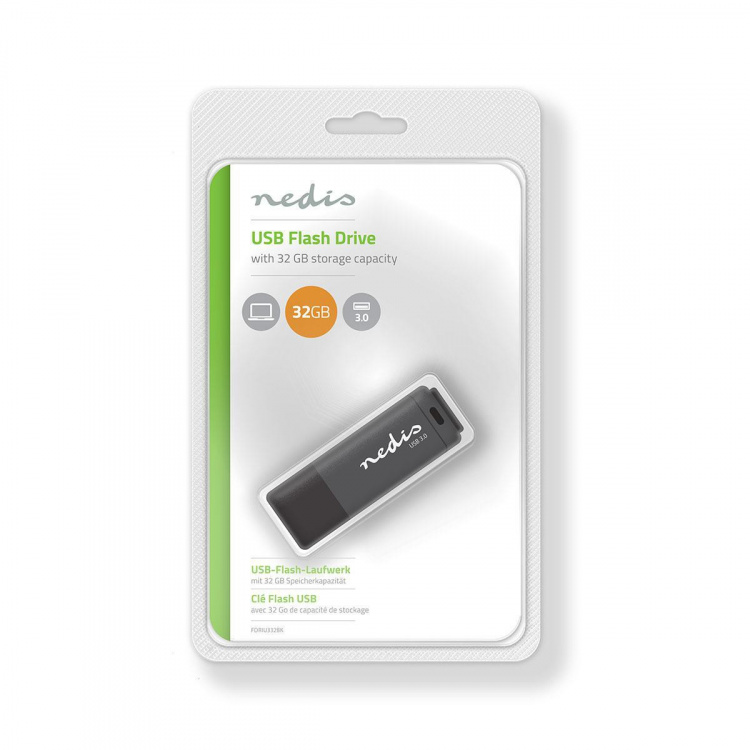 Nedis Flash Drive | 32 GB | USB Type-A | Read speed: 80 MB/s | Write speed: 9 MB/s