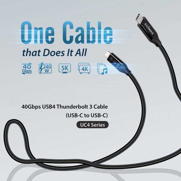 Edimax USB4/Thunderbolt3 Cable, 40G, o.5meter, Type C to Type C Edimax USB4/Thunderbolt3 Cable, 40G, o.5meter, Type C to Type C