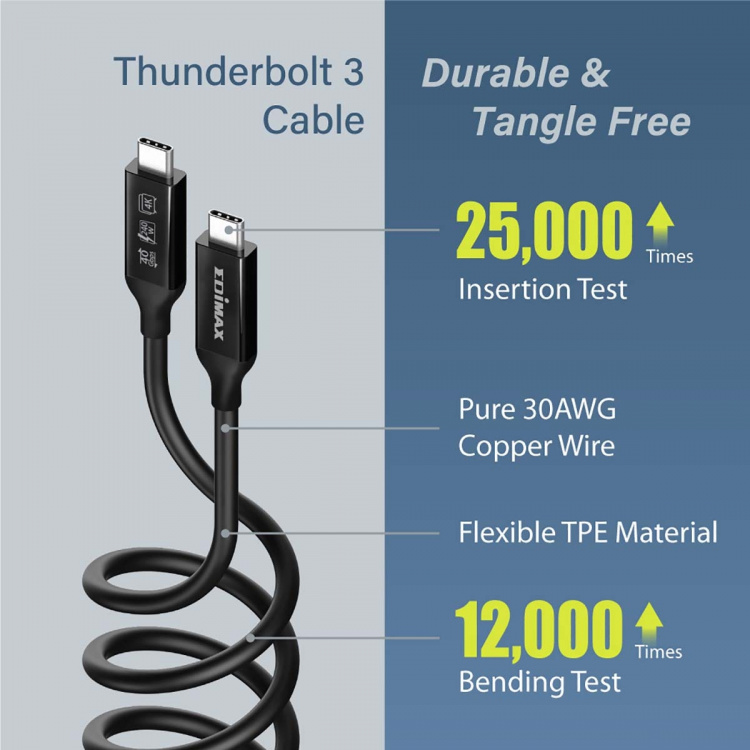 Edimax USB4/Thunderbolt3 Cable, 40G, o.5meter, Type C to Type C Edimax USB4/Thunderbolt3 Cable, 40G, o.5meter, Type C to Type C