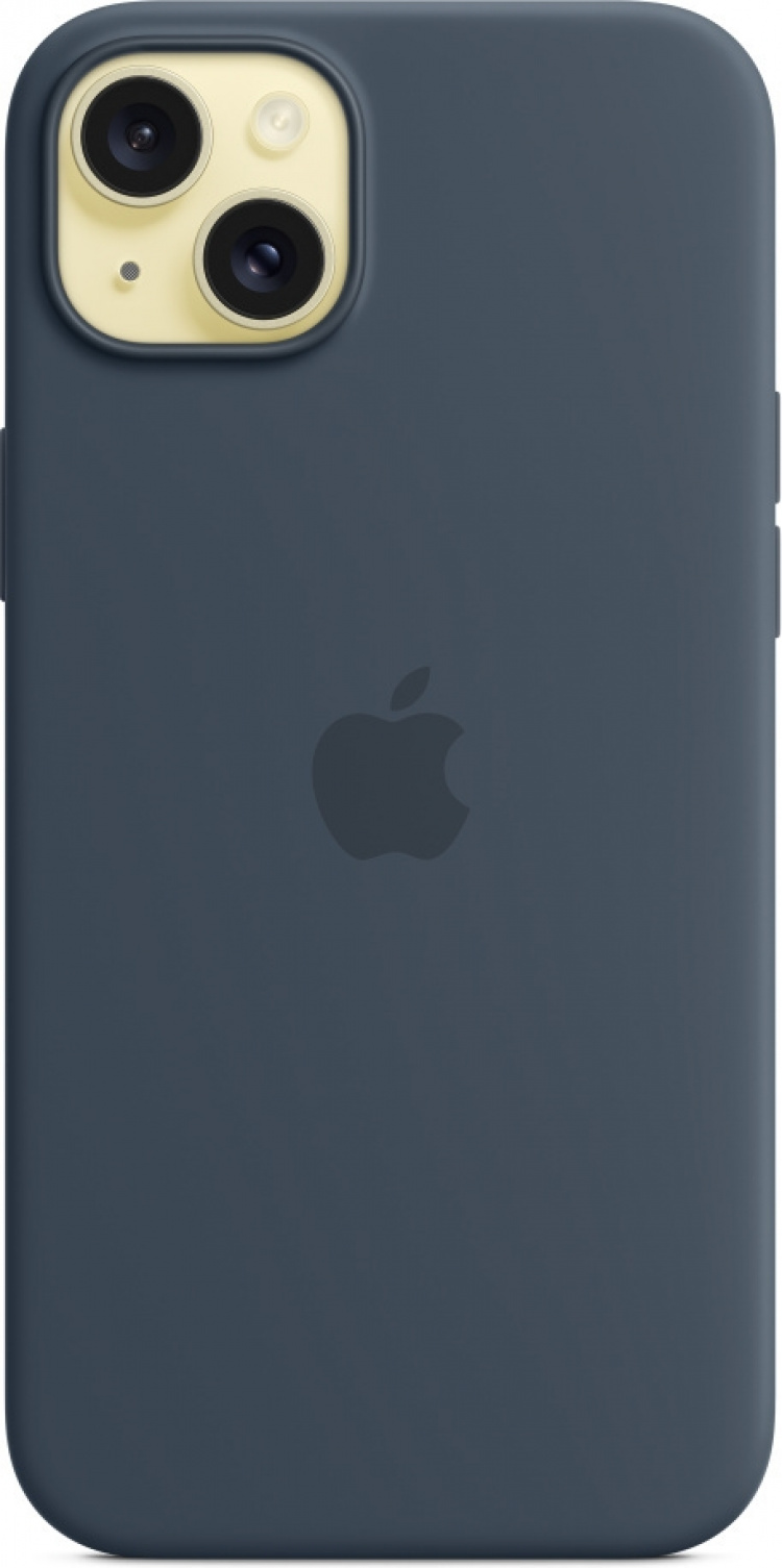 Apple iPhone 15 Plus silikonfodral med MagSafe, blå Apple iPhone 15 Plus silikonfodral med MagSafe, blå