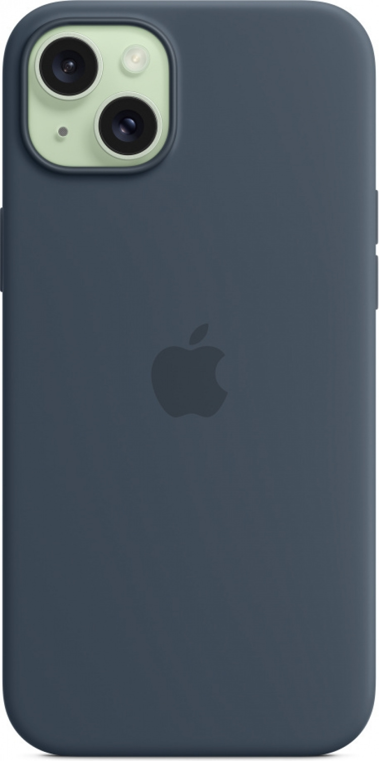 Apple iPhone 15 Plus silikonfodral med MagSafe, blå Apple iPhone 15 Plus silikonfodral med MagSafe, blå