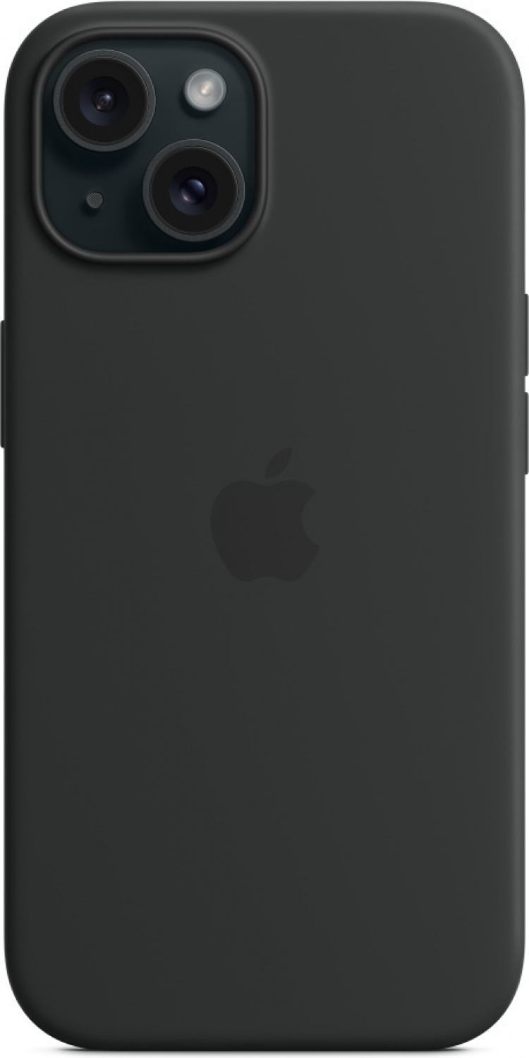 Apple iPhone 15 silikonfodral med MagSafe, svart Apple iPhone 15 silikonfodral med MagSafe, svart