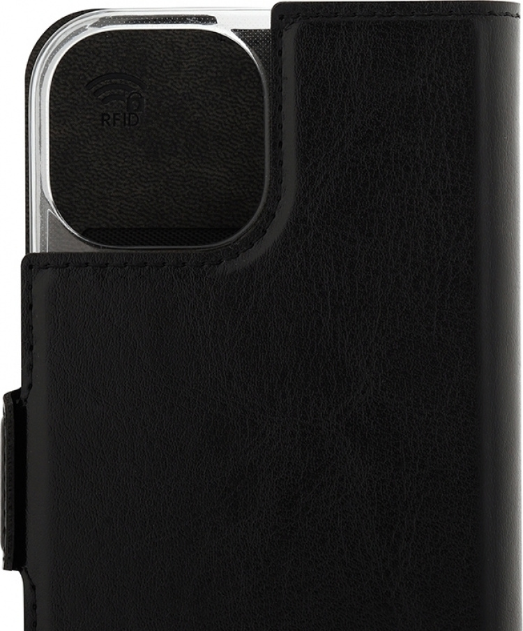 Wave BookCase - skyddsfodral, MagSafe-kompatibelt, iPhone 15, svart. Wave BookCase - skyddsfodral, MagSafe-kompatibelt, iPhone 15, svart.