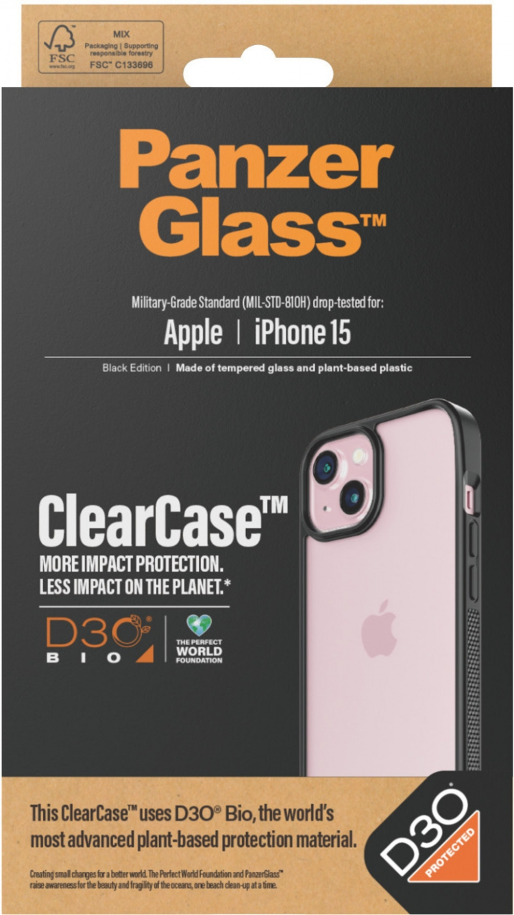 PanzerGlass ClearCase with D3O -skyddsfodral, iPhone 15 PanzerGlass ClearCase with D3O -skyddsfodral, iPhone 15