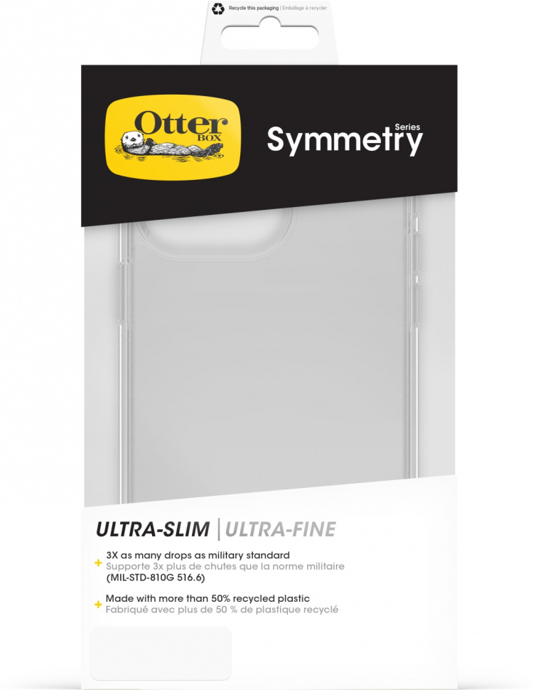 Otterbox Symmetry Clear -skyddsskal, iPhone 15 Pro Max, genomskinligt.