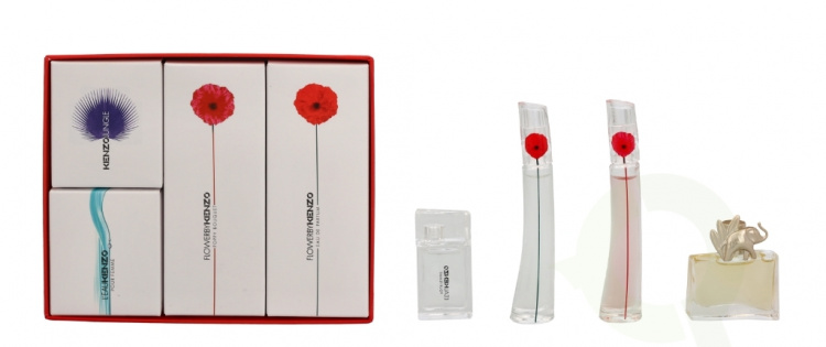 Kenzo Miniatures Collection Women 18 ml Flower Edp 4ml/Flower By Poppy Bouquet Edp 4ml/L\'eau Kenzo Pour Femme Edt 5ml/Jungle Edp 5ml