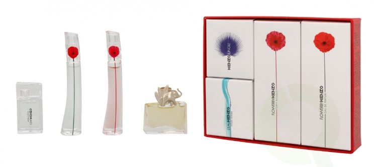 Kenzo Miniatures Collection Women 18 ml Flower Edp 4ml/Flower By Poppy Bouquet Edp 4ml/L\'eau Kenzo Pour Femme Edt 5ml/Jungle Edp 5ml
