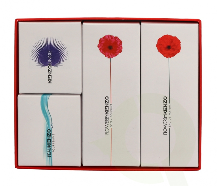 Kenzo Miniatures Collection Women 18 ml Flower Edp 4ml/Flower By Poppy Bouquet Edp 4ml/L\'eau Kenzo Pour Femme Edt 5ml/Jungle Edp 5ml