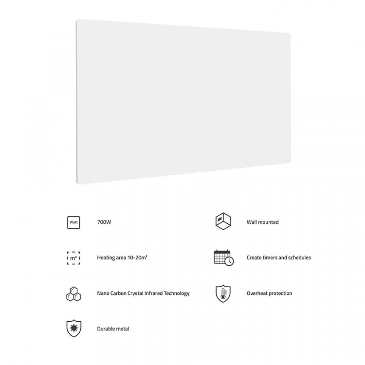 Hombli Smart Infrared Heater Metal Panel 700w White