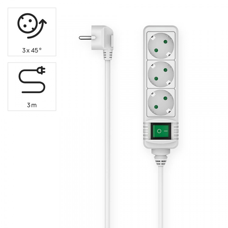 Hama Power Strip 3-way Switch White 3.0m Hama Power Strip 3-way Switch White 3.0m