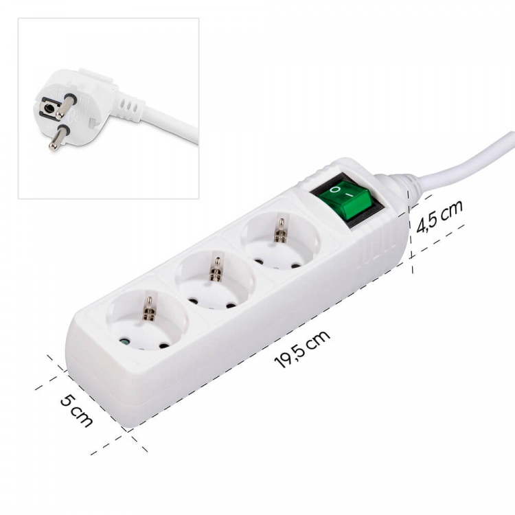 Hama Power Strip 3-way Switch White 3.0m Hama Power Strip 3-way Switch White 3.0m