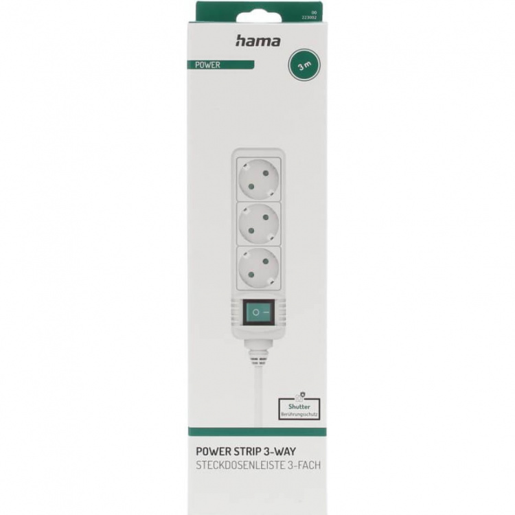 Hama Power Strip 3-way Switch White 3.0m Hama Power Strip 3-way Switch White 3.0m